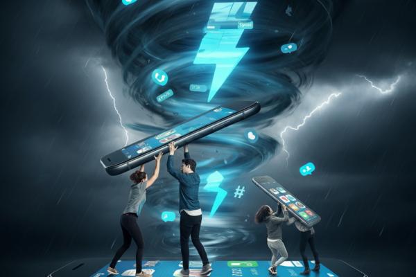 A digital artwork showing chaotic social media icons and influencer expressions—representing the wild side of internet fame, featured on SuccessFetcher.com.